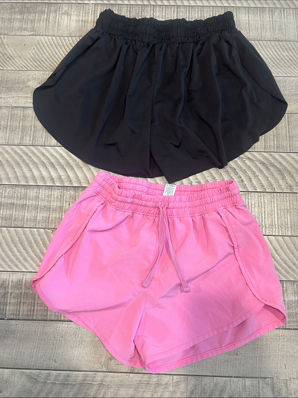 90 Degree By Reflex Black & Pink Girls Athletic Shorts Duo